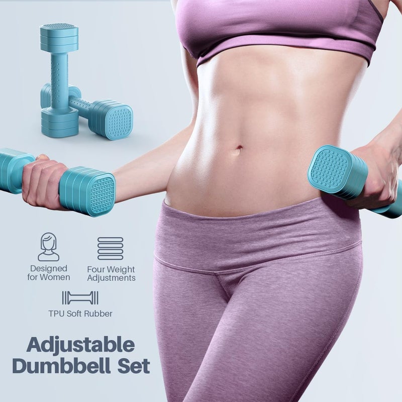 Zempox Adjustable Dumbbell Set of 2, 4 in 1 Free Weights Dumbbells Set for Women, Hand Weights for Women at Home, Each 2lb 3lb 4lb 5lb with TPU Soft Rubber Handle for Home Gym Exercise Training - Image 2